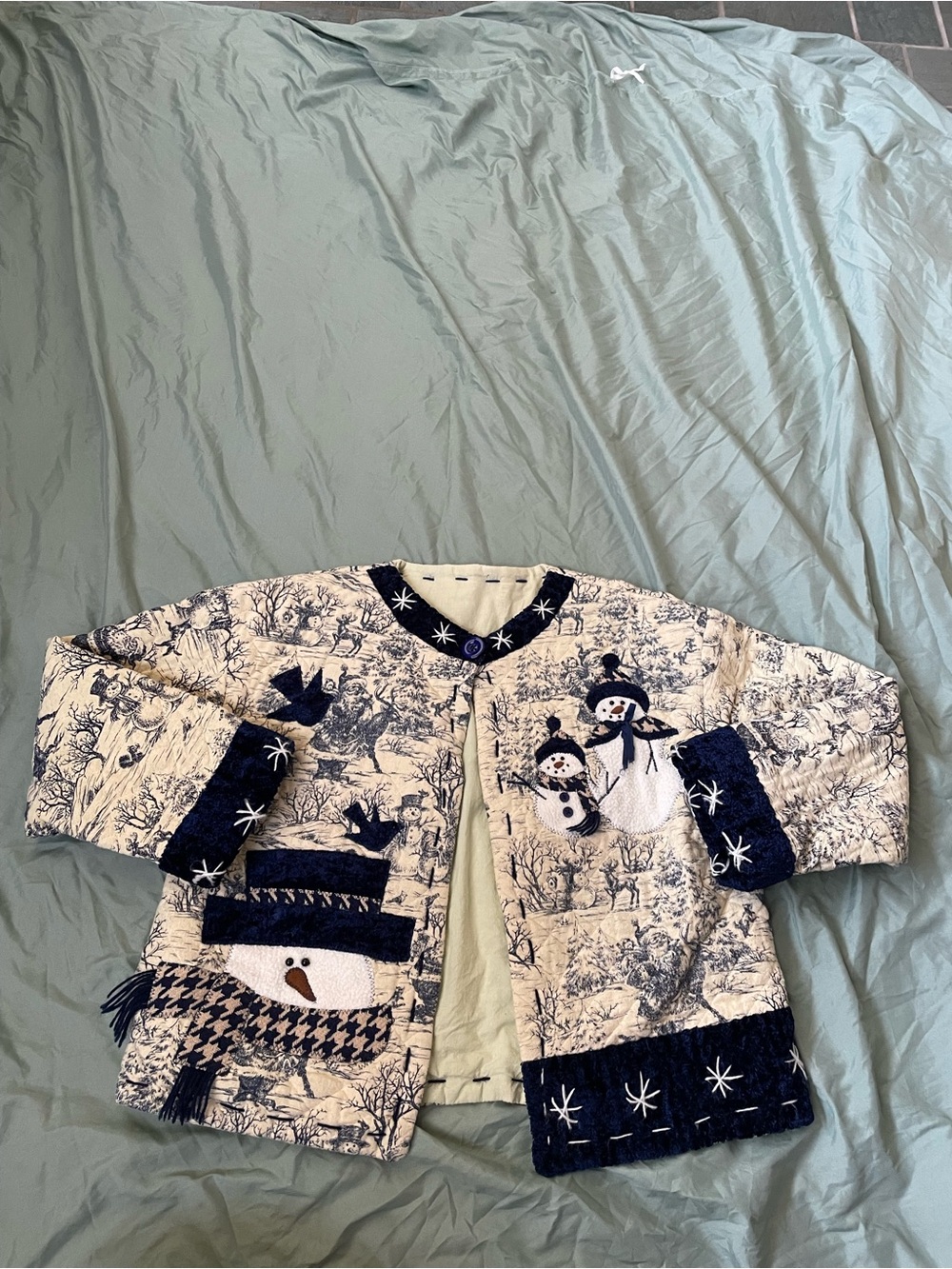 Cream and navy snowman jacket